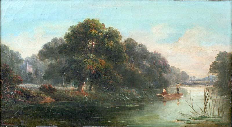 John Mundell Punting Down the River Germany oil painting art